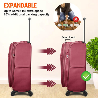 Verdi Softside Expandable Carry-On Luggage with Spinner Wheel USB Port Lightweight (Khaki, 20-Inch Carry-On)