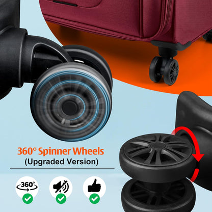 Verdi Softside Expandable Carry-On Luggage with Spinner Wheel USB Port Lightweight (Khaki, 20-Inch Carry-On)