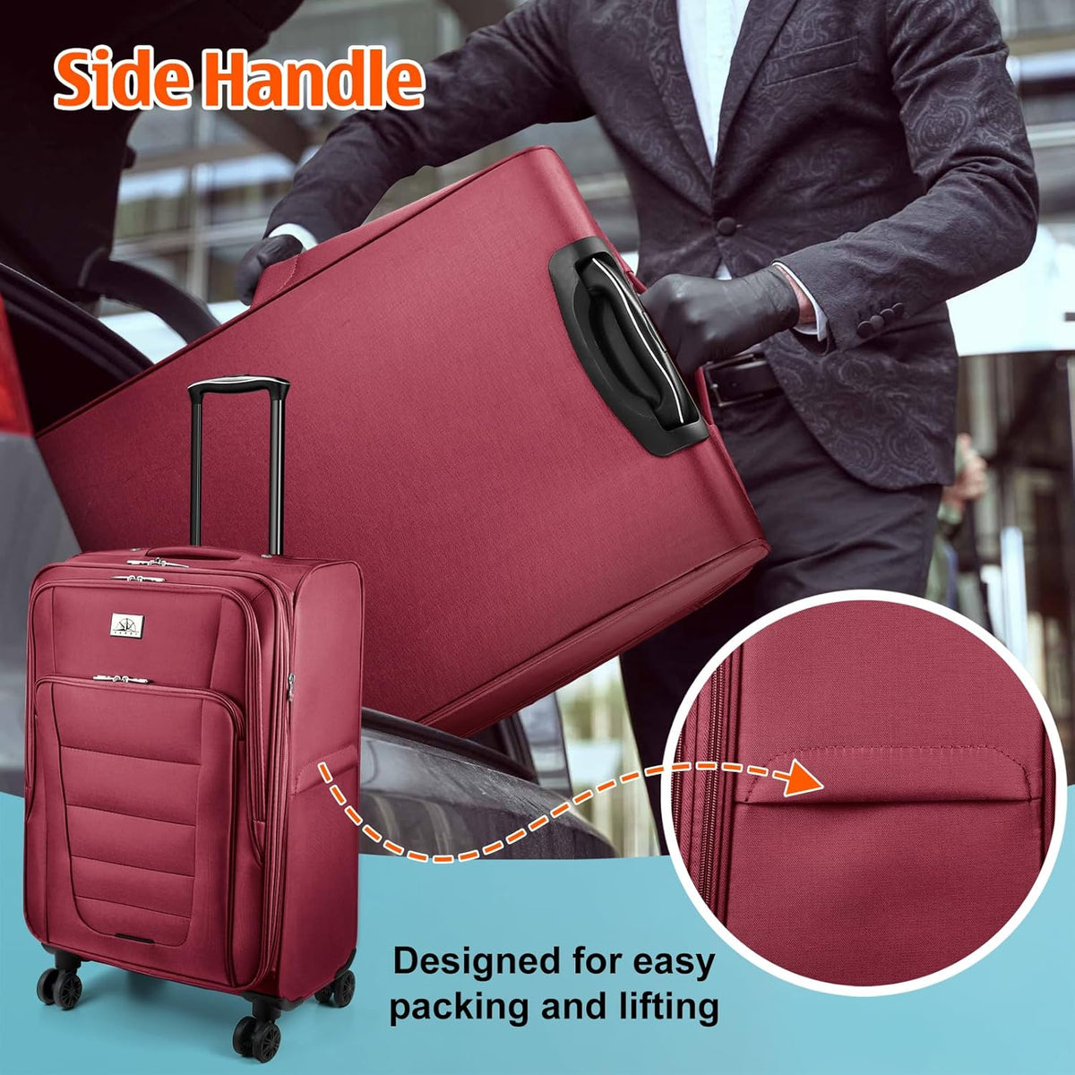 Verdi Softside Expandable Carry-On Luggage with Spinner Wheel USB Port Lightweight (Khaki, 20-Inch Carry-On)