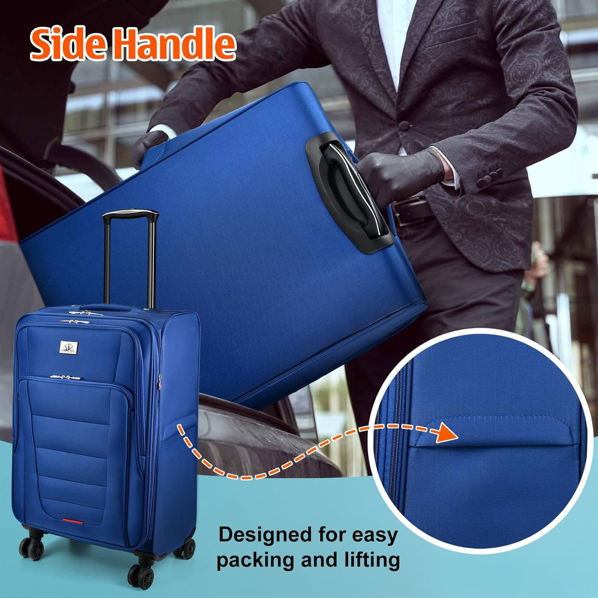 Verdi Softside Expandable Carry-On Luggage with Spinner Wheel USB Port Lightweight (Khaki, 20-Inch Carry-On)