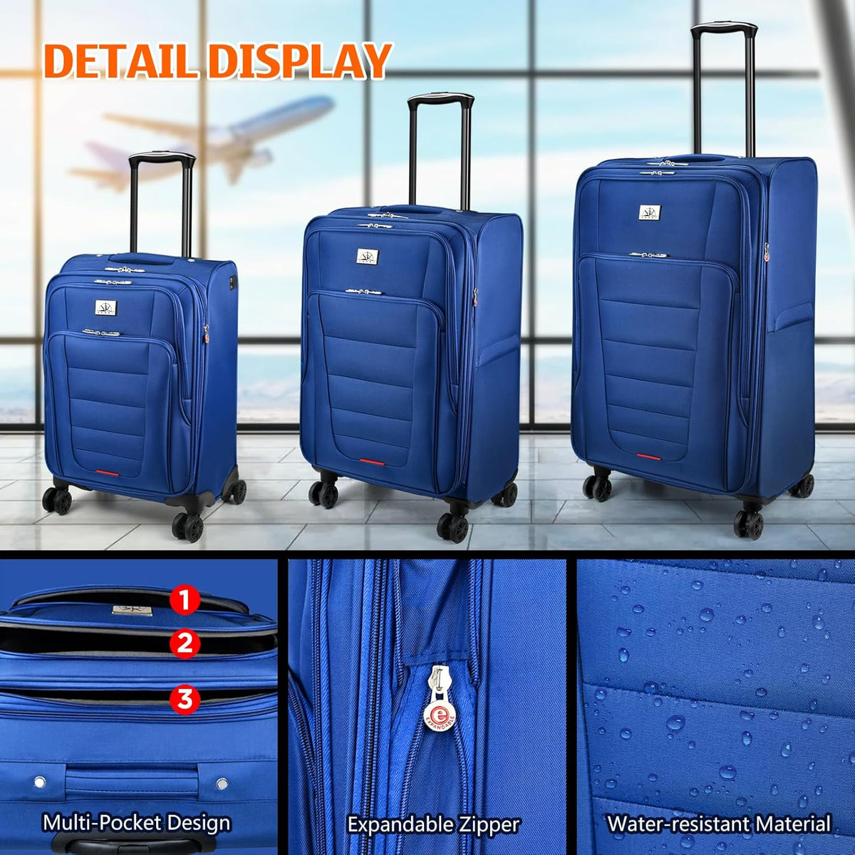 Verdi Softside Expandable Carry-On Luggage with Spinner Wheel USB Port Lightweight (Khaki, 20-Inch Carry-On)