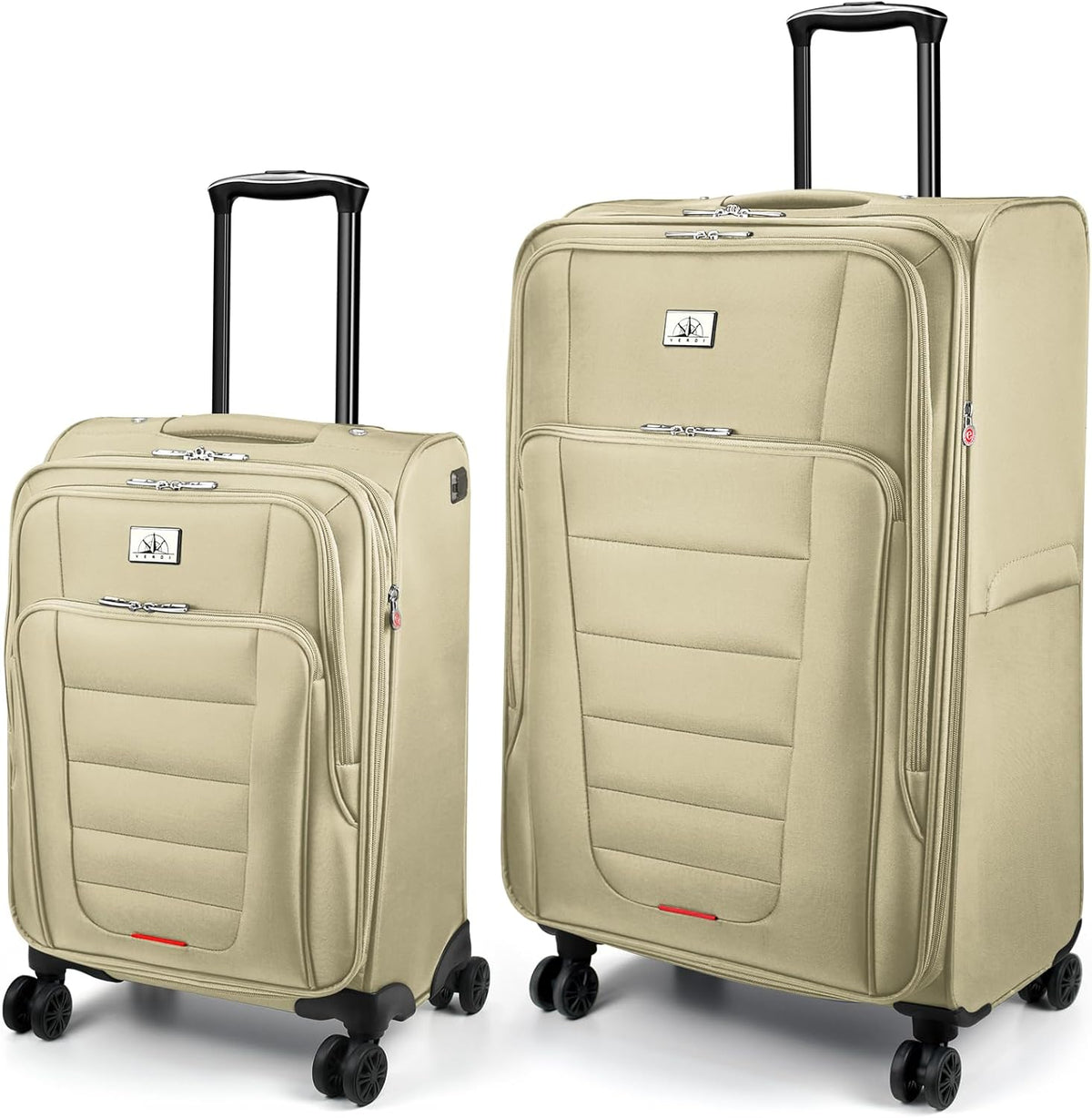 Verdi Softside Expandable Carry-On Luggage with Spinner Wheel USB Port Lightweight (Khaki, 20-Inch Carry-On)