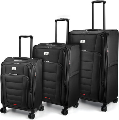 Verdi Softside Expandable Carry-On Luggage with Spinner Wheel USB Port Lightweight (Khaki, 20-Inch Carry-On)
