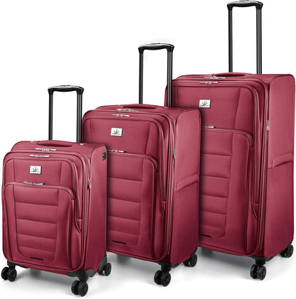 Verdi Softside Expandable Carry-On Luggage with Spinner Wheel USB Port Lightweight (Khaki, 20-Inch Carry-On)