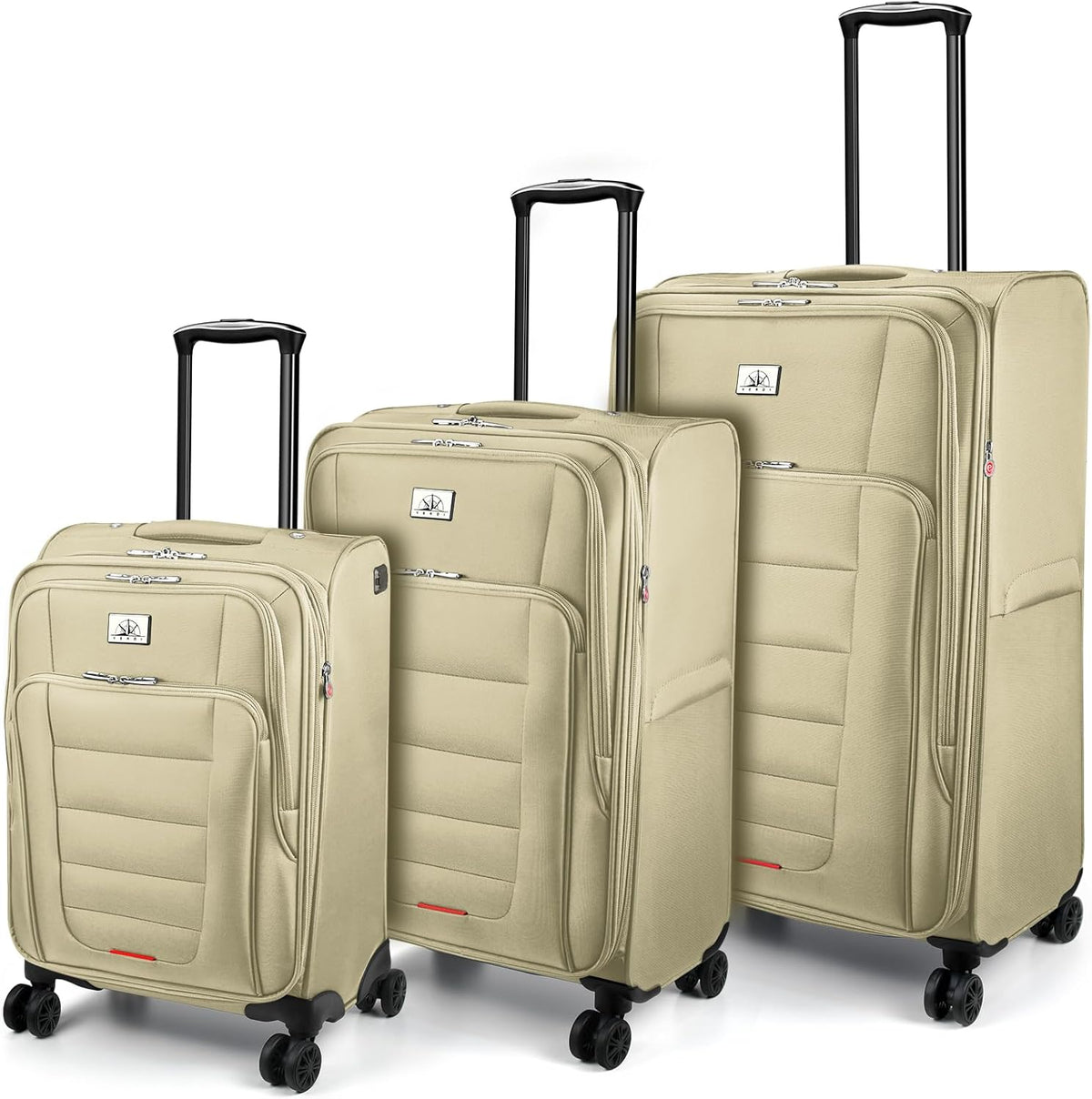 Verdi Softside Expandable Carry-On Luggage with Spinner Wheel USB Port Lightweight (Khaki, 20-Inch Carry-On)