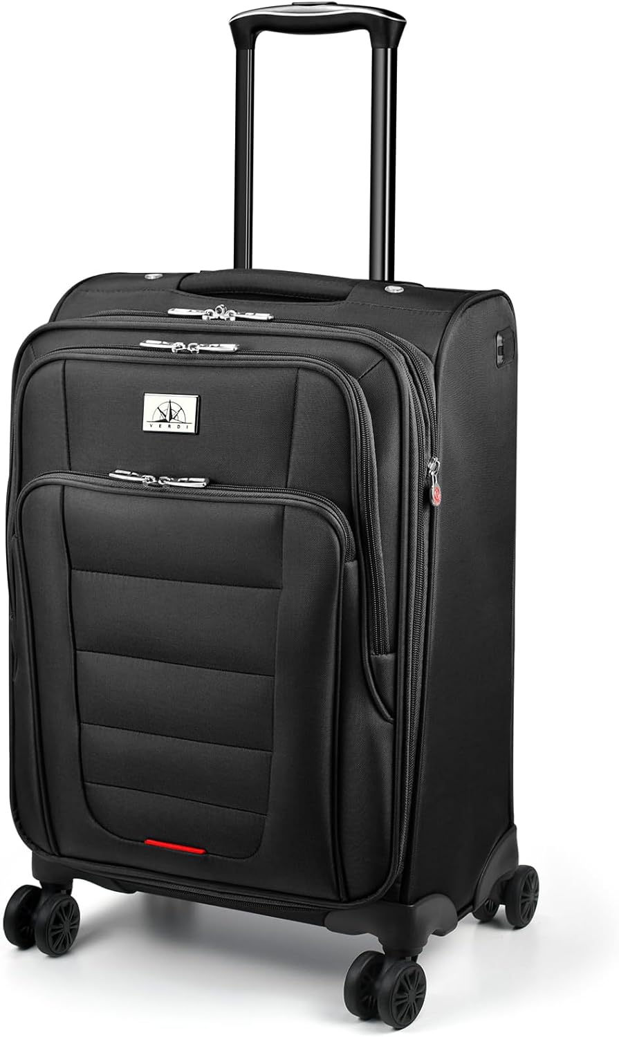 Verdi Softside Expandable Carry-On Luggage with Spinner Wheel USB Port Lightweight (Khaki, 20-Inch Carry-On)