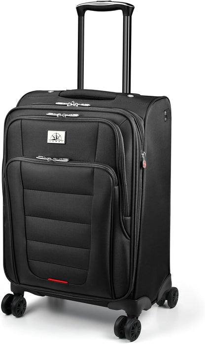 Verdi Softside Expandable Carry-On Luggage with Spinner Wheel USB Port Lightweight (Khaki, 20-Inch Carry-On)