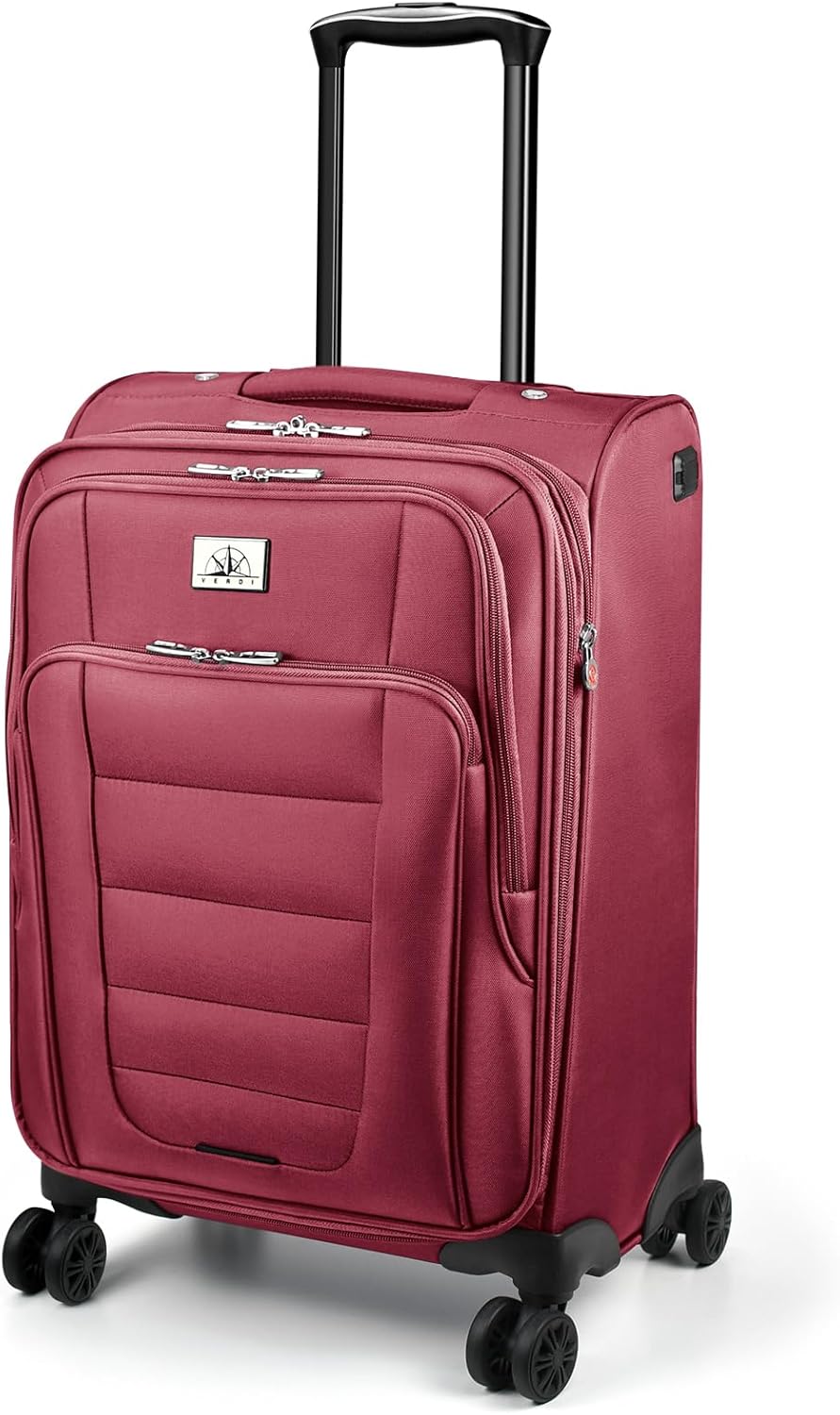Verdi Softside Expandable Carry-On Luggage with Spinner Wheel USB Port Lightweight (Khaki, 20-Inch Carry-On)
