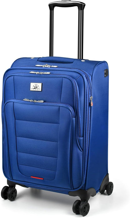 Verdi Softside Expandable Carry-On Luggage with Spinner Wheel USB Port Lightweight (Khaki, 20-Inch Carry-On)
