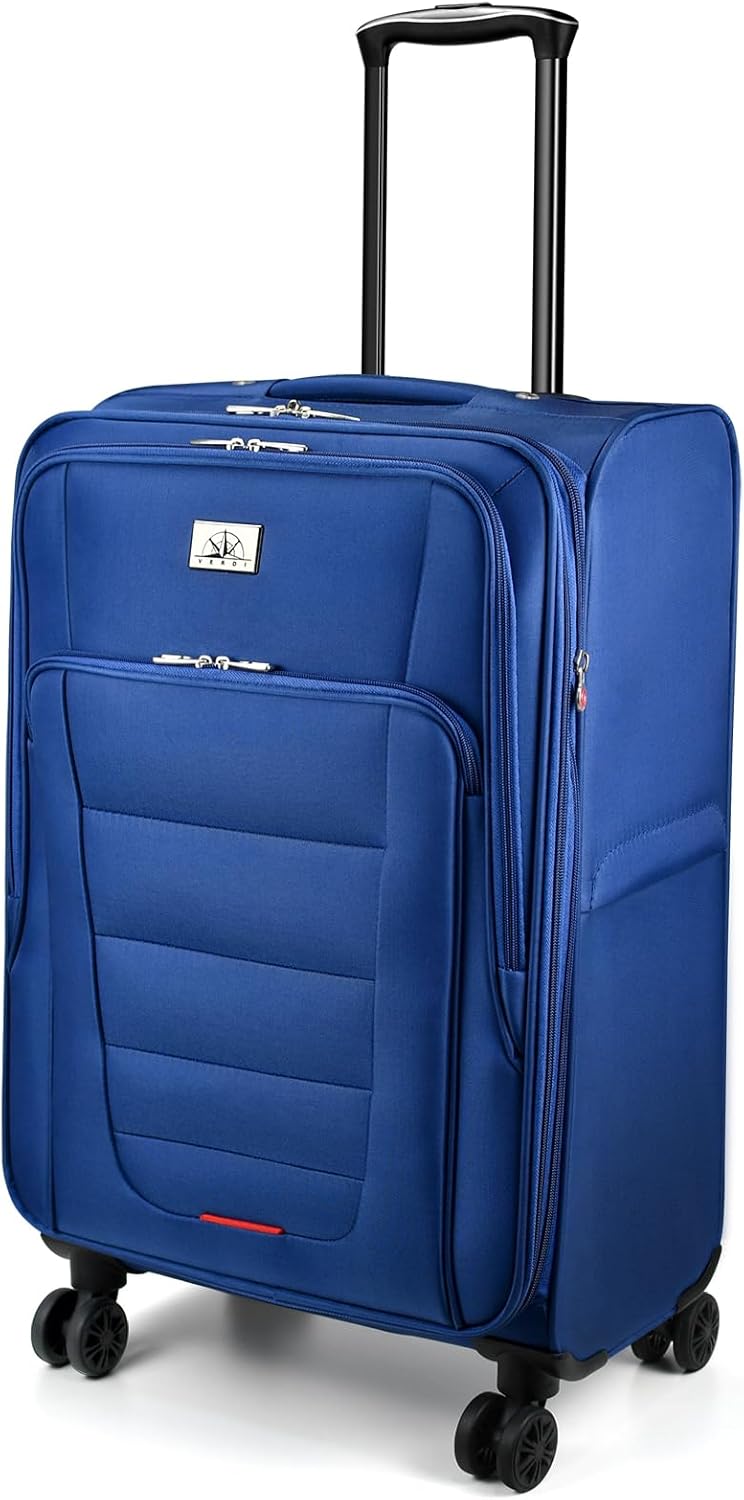 Verdi Softside Expandable Carry-On Luggage with Spinner Wheel USB Port Lightweight (Khaki, 20-Inch Carry-On)