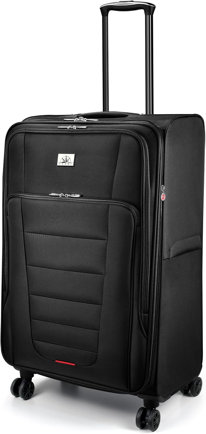 Verdi Softside Expandable Carry-On Luggage with Spinner Wheel USB Port Lightweight (Khaki, 20-Inch Carry-On)