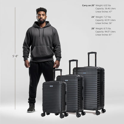 DEEP Luggage with GEL Handle | Spacious Traveling Suitcases, Travel Suitcase with Dual Spinner Wheels and Studs | 20 Inch Carry On Hardside Luggage | Blue