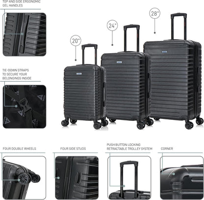 DEEP Luggage with GEL Handle | Spacious Traveling Suitcases, Travel Suitcase with Dual Spinner Wheels and Studs | 20 Inch Carry On Hardside Luggage | Blue