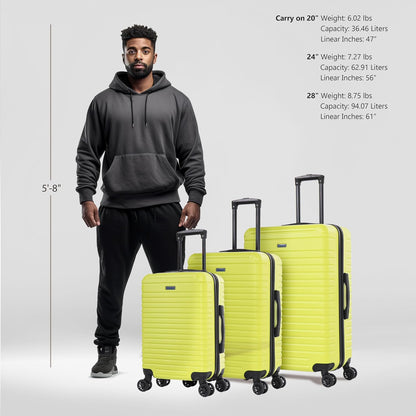 DEEP Luggage with GEL Handle | Spacious Traveling Suitcases, Travel Suitcase with Dual Spinner Wheels and Studs | 20 Inch Carry On Hardside Luggage | Blue