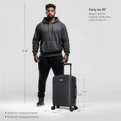 DEEP Luggage with GEL Handle | Spacious Traveling Suitcases, Travel Suitcase with Dual Spinner Wheels and Studs | 20 Inch Carry On Hardside Luggage | Blue