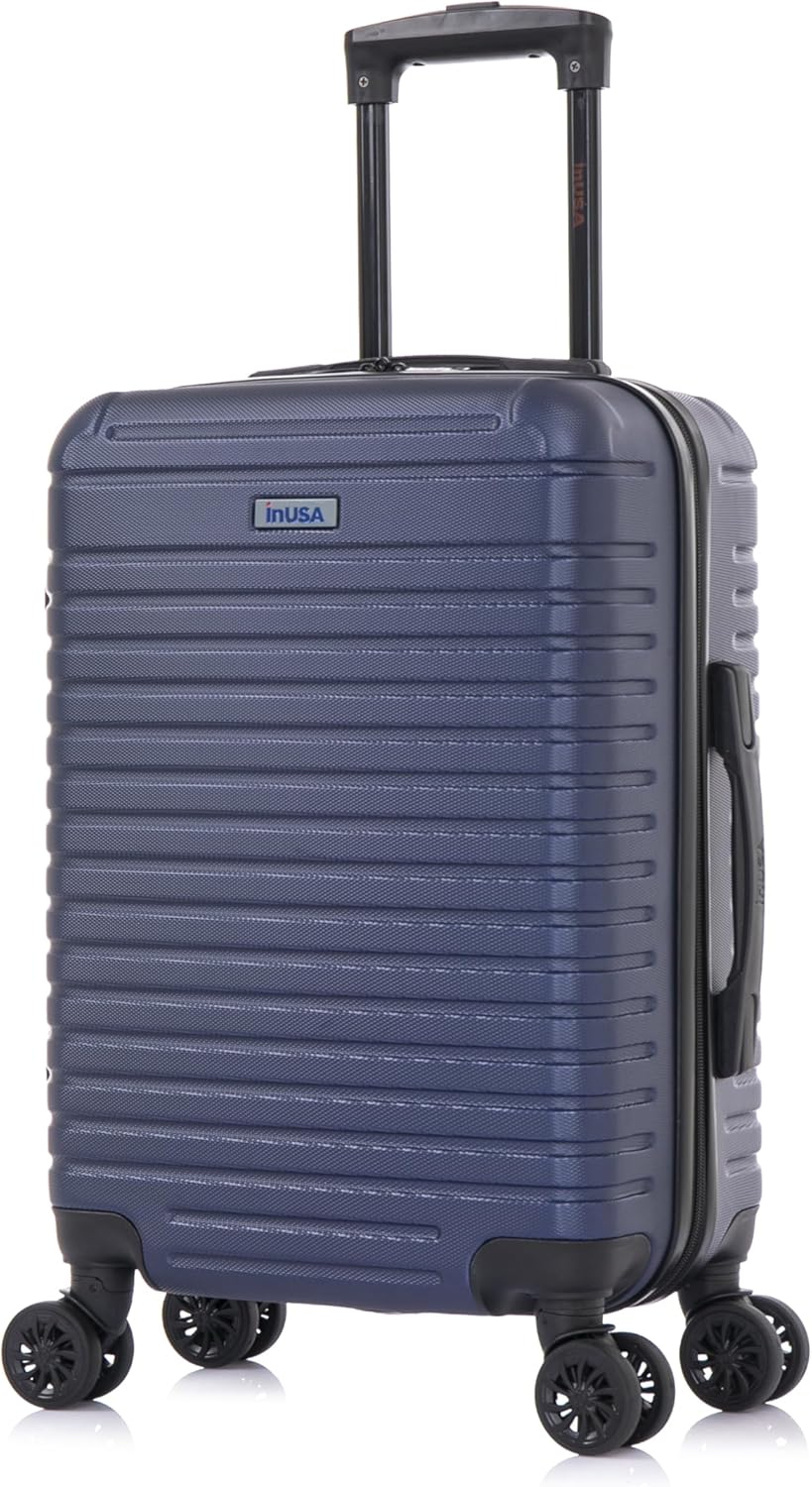 DEEP Luggage with GEL Handle | Spacious Traveling Suitcases, Travel Suitcase with Dual Spinner Wheels and Studs | 20 Inch Carry On Hardside Luggage | Blue
