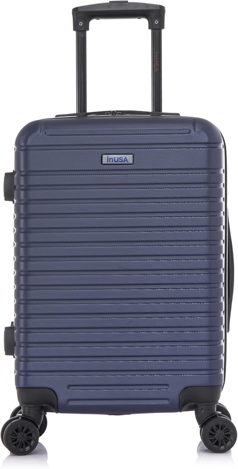 DEEP Luggage with GEL Handle | Spacious Traveling Suitcases, Travel Suitcase with Dual Spinner Wheels and Studs | 20 Inch Carry On Hardside Luggage | Blue