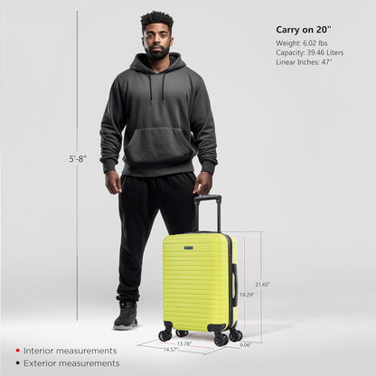 DEEP Luggage with GEL Handle | Spacious Traveling Suitcases, Travel Suitcase with Dual Spinner Wheels and Studs | 20 Inch Carry On Hardside Luggage | Blue