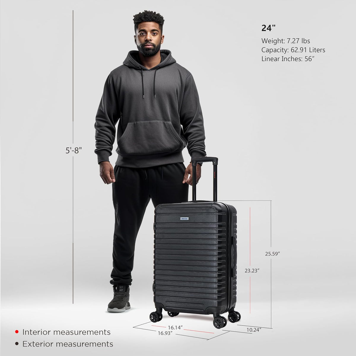 DEEP Luggage with GEL Handle | Spacious Traveling Suitcases, Travel Suitcase with Dual Spinner Wheels and Studs | 20 Inch Carry On Hardside Luggage | Blue
