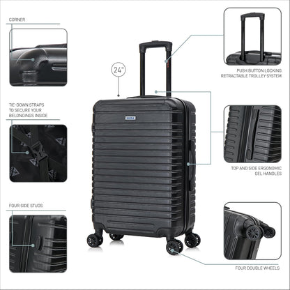 DEEP Luggage with GEL Handle | Spacious Traveling Suitcases, Travel Suitcase with Dual Spinner Wheels and Studs | 20 Inch Carry On Hardside Luggage | Blue
