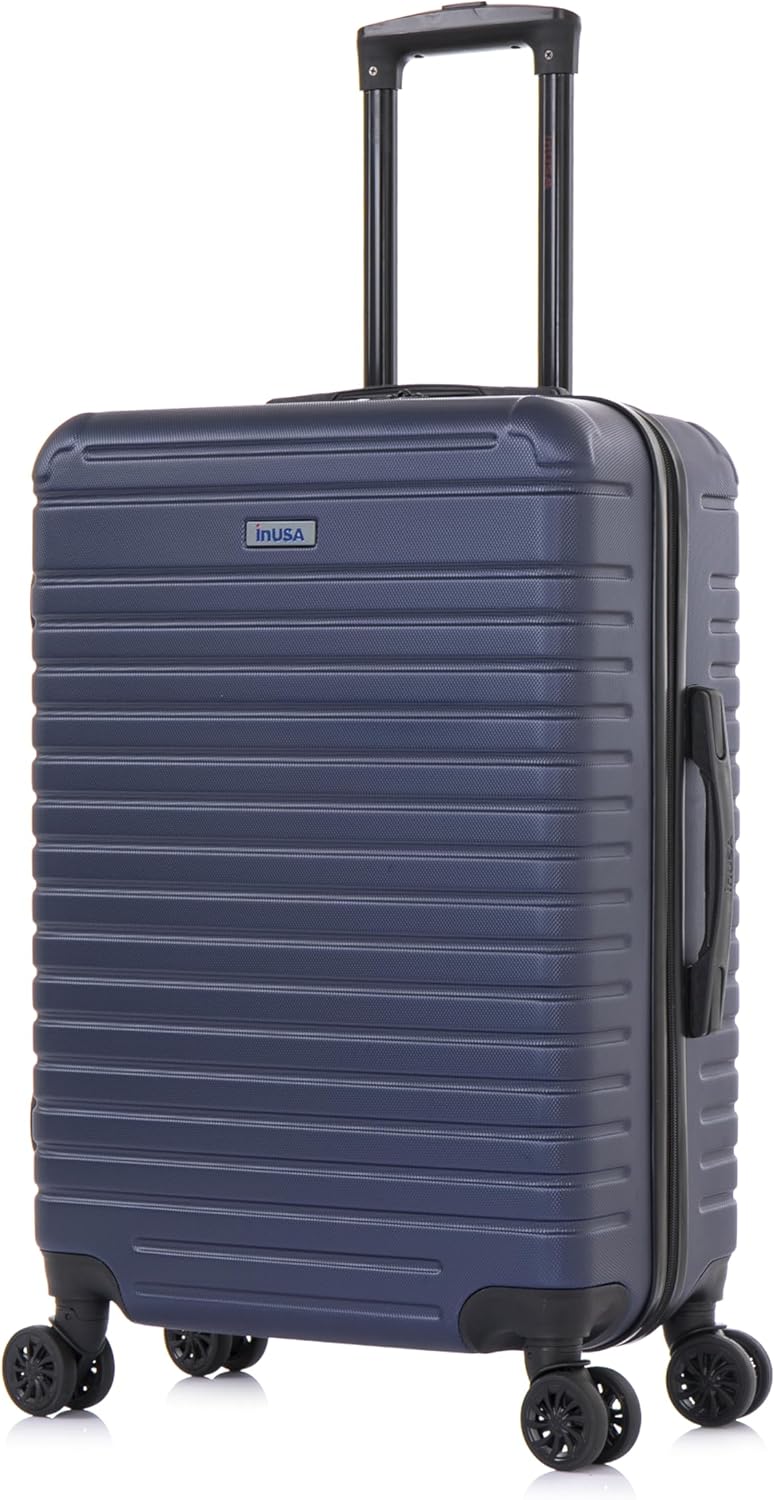 DEEP Luggage with GEL Handle | Spacious Traveling Suitcases, Travel Suitcase with Dual Spinner Wheels and Studs | 20 Inch Carry On Hardside Luggage | Blue