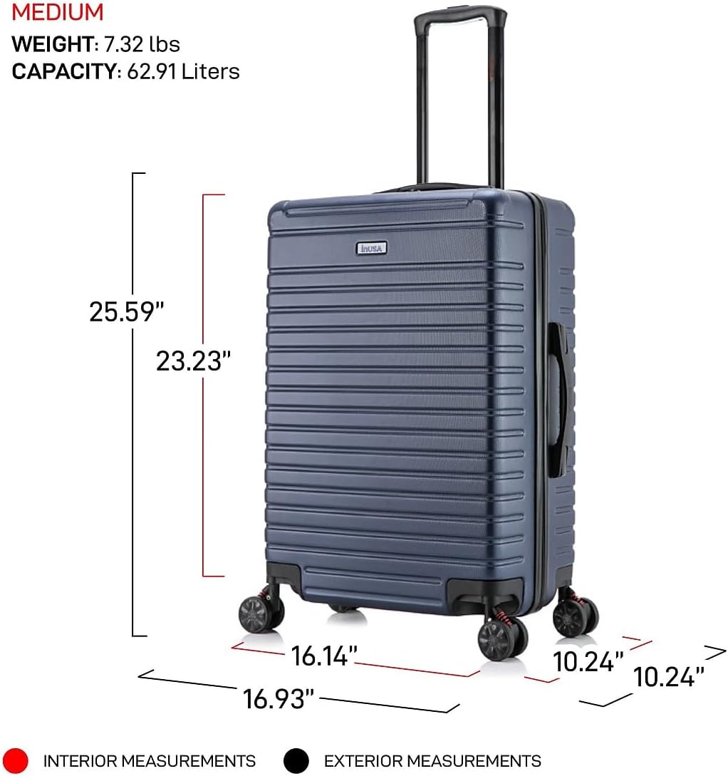 DEEP Luggage with GEL Handle | Spacious Traveling Suitcases, Travel Suitcase with Dual Spinner Wheels and Studs | 20 Inch Carry On Hardside Luggage | Blue
