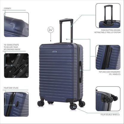 DEEP Luggage with GEL Handle | Spacious Traveling Suitcases, Travel Suitcase with Dual Spinner Wheels and Studs | 20 Inch Carry On Hardside Luggage | Blue
