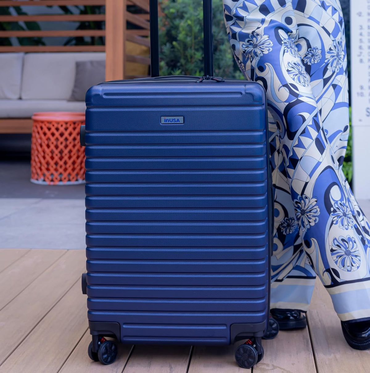 DEEP Luggage with GEL Handle | Spacious Traveling Suitcases, Travel Suitcase with Dual Spinner Wheels and Studs | 20 Inch Carry On Hardside Luggage | Blue