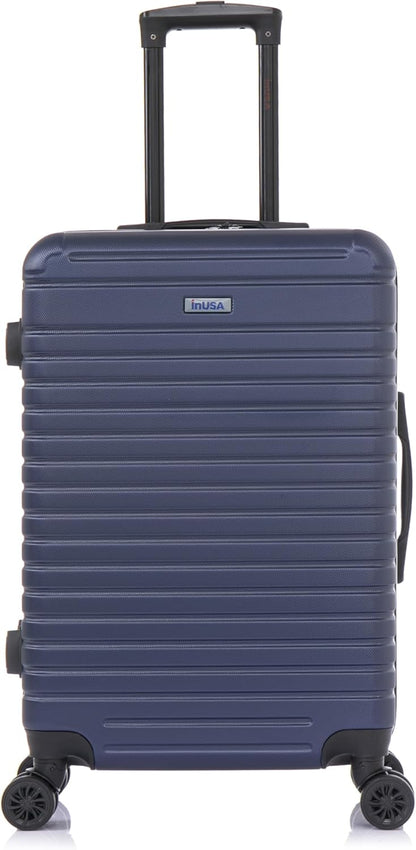 DEEP Luggage with GEL Handle | Spacious Traveling Suitcases, Travel Suitcase with Dual Spinner Wheels and Studs | 20 Inch Carry On Hardside Luggage | Blue