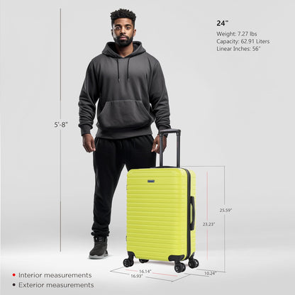 DEEP Luggage with GEL Handle | Spacious Traveling Suitcases, Travel Suitcase with Dual Spinner Wheels and Studs | 20 Inch Carry On Hardside Luggage | Blue