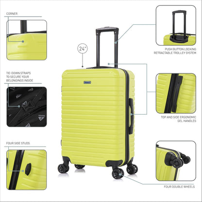 DEEP Luggage with GEL Handle | Spacious Traveling Suitcases, Travel Suitcase with Dual Spinner Wheels and Studs | 20 Inch Carry On Hardside Luggage | Blue