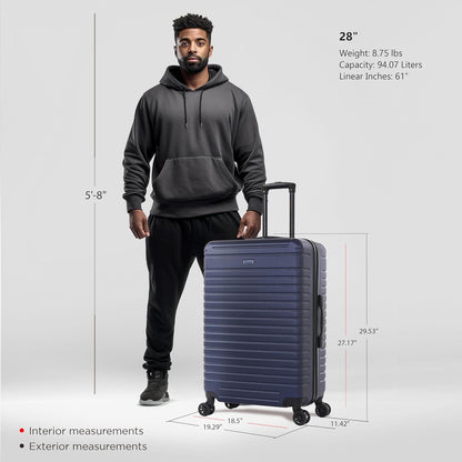 DEEP Luggage with GEL Handle | Spacious Traveling Suitcases, Travel Suitcase with Dual Spinner Wheels and Studs | 20 Inch Carry On Hardside Luggage | Blue