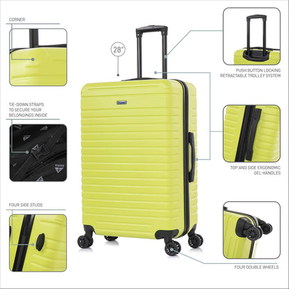DEEP Luggage with GEL Handle | Spacious Traveling Suitcases, Travel Suitcase with Dual Spinner Wheels and Studs | 20 Inch Carry On Hardside Luggage | Blue