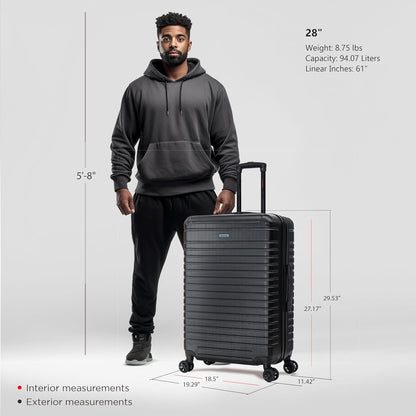 DEEP Luggage with GEL Handle | Spacious Traveling Suitcases, Travel Suitcase with Dual Spinner Wheels and Studs | 20 Inch Carry On Hardside Luggage | Blue