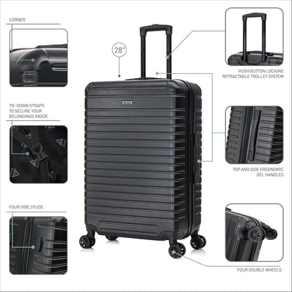 DEEP Luggage with GEL Handle | Spacious Traveling Suitcases, Travel Suitcase with Dual Spinner Wheels and Studs | 20 Inch Carry On Hardside Luggage | Blue
