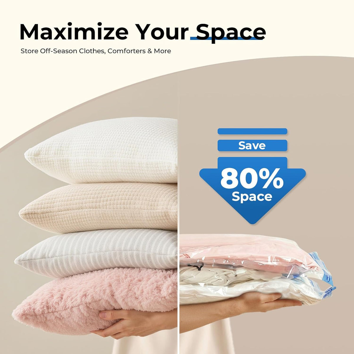 Vacuum Storage Bags for Travel with Rechargeable Wireless Pump, Vacuum Seal Bags for Clothes and Travel, Space Saver Bags in Carry-On Sizes, Perfect for Luggage and Suitcases, 12 Combo