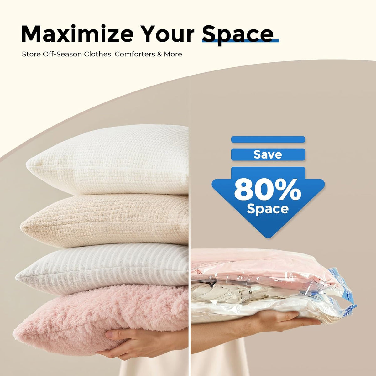 Vacuum Storage Bags for Travel with Rechargeable Wireless Pump, Vacuum Seal Bags for Clothes and Travel, Space Saver Bags in Carry-On Sizes, Perfect for Luggage and Suitcases, 12 Combo