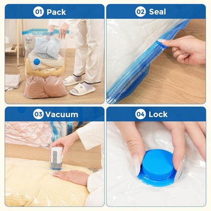 Vacuum Storage Bags for Travel with Rechargeable Wireless Pump, Vacuum Seal Bags for Clothes and Travel, Space Saver Bags in Carry-On Sizes, Perfect for Luggage and Suitcases, 12 Combo