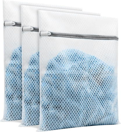 3Pcs Laundry Bags Mesh Wash Bags, With Strong Zipper, Durable Washing Machine Bags for Lingerie, Bras, Socks, Clothes & Travel Organization, 12 x 16 inches