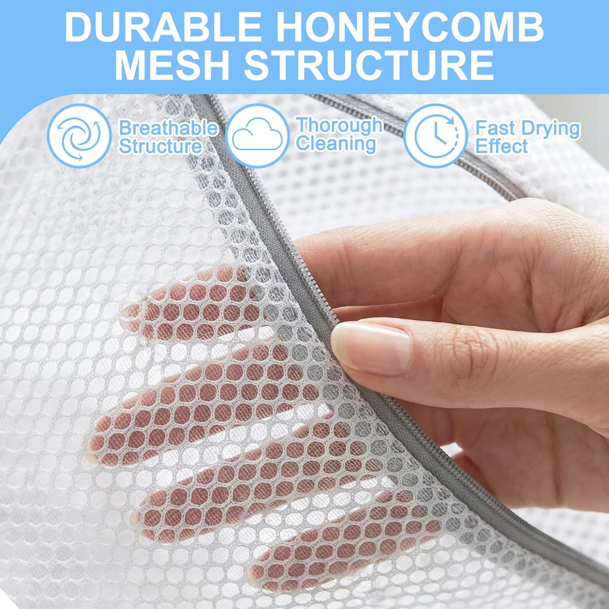 3Pcs Laundry Bags Mesh Wash Bags, With Strong Zipper, Durable Washing Machine Bags for Lingerie, Bras, Socks, Clothes & Travel Organization, 12 x 16 inches