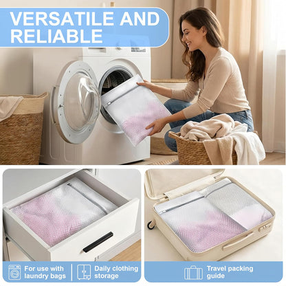 3Pcs Laundry Bags Mesh Wash Bags, With Strong Zipper, Durable Washing Machine Bags for Lingerie, Bras, Socks, Clothes & Travel Organization, 12 x 16 inches