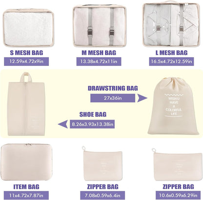 Packing Cubes For Travel - 8 Set Travel Carry On Luggage Organizer, Clothing Sorting Storage Bag Suitable for Suitcases Durable Essentials Bags (Pink)