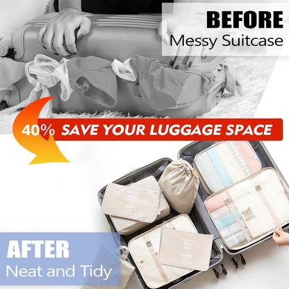 Packing Cubes For Travel - 8 Set Travel Carry On Luggage Organizer, Clothing Sorting Storage Bag Suitable for Suitcases Durable Essentials Bags (Pink)