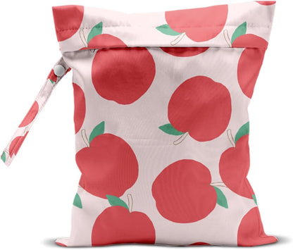 Wet Bag, Wet Dry Bag, Wet Bag for Swimsuit, Travel, Beach, Pool, Diapers, Dirty Yoga Gym Clothes, Makeup Bag, Waterproof Reusable Fruit Decor Orange Strawberry