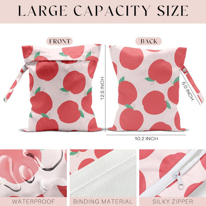 Wet Bag, Wet Dry Bag, Wet Bag for Swimsuit, Travel, Beach, Pool, Diapers, Dirty Yoga Gym Clothes, Makeup Bag, Waterproof Reusable Fruit Decor Orange Strawberry