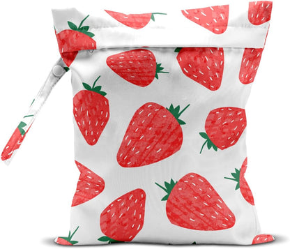 Wet Bag, Wet Dry Bag, Wet Bag for Swimsuit, Travel, Beach, Pool, Diapers, Dirty Yoga Gym Clothes, Makeup Bag, Waterproof Reusable Fruit Decor Orange Strawberry