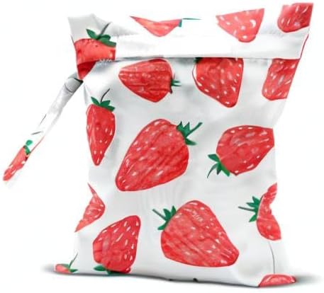 Wet Bag, Wet Dry Bag, Wet Bag for Swimsuit, Travel, Beach, Pool, Diapers, Dirty Yoga Gym Clothes, Makeup Bag, Waterproof Reusable Fruit Decor Orange Strawberry