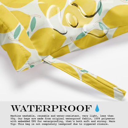 Wet Bag, Wet Dry Bag, Wet Bag for Swimsuit, Travel, Beach, Pool, Diapers, Dirty Yoga Gym Clothes, Makeup Bag, Waterproof Reusable Fruit Decor Orange Strawberry