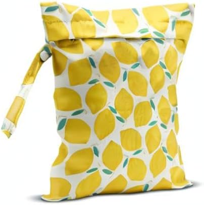 Wet Bag, Wet Dry Bag, Wet Bag for Swimsuit, Travel, Beach, Pool, Diapers, Dirty Yoga Gym Clothes, Makeup Bag, Waterproof Reusable Fruit Decor Orange Strawberry
