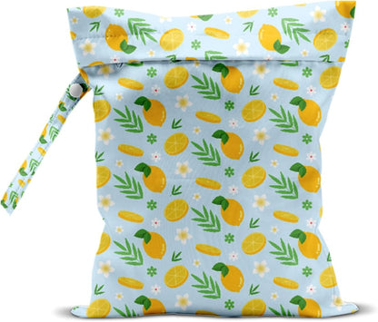 Wet Bag, Wet Dry Bag, Wet Bag for Swimsuit, Travel, Beach, Pool, Diapers, Dirty Yoga Gym Clothes, Makeup Bag, Waterproof Reusable Fruit Decor Orange Strawberry